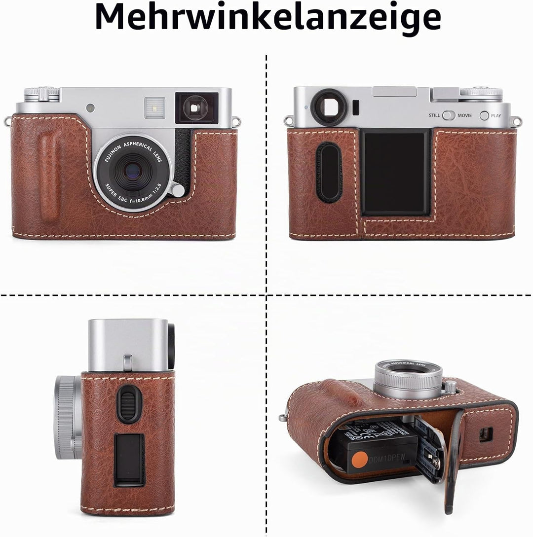 Rieibi x-half Case PU Leder Kameratasche für Fujifilm X Half Mirrorless Kamera Schutzhülle mit Verst