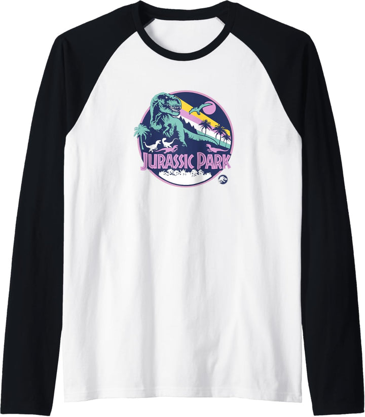 Jurassic Park T-Rex Breakout Logo V2 Raglan