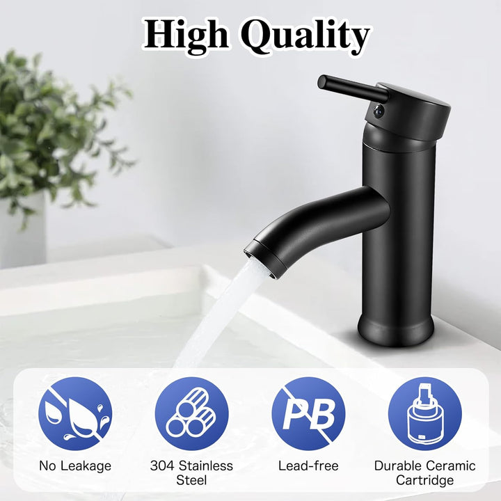 kisimixer Wasserhahn Bad Schwarz Waschtischmischer, Einhandmischer Waschbecken Armaturen mit Kalt/Wa