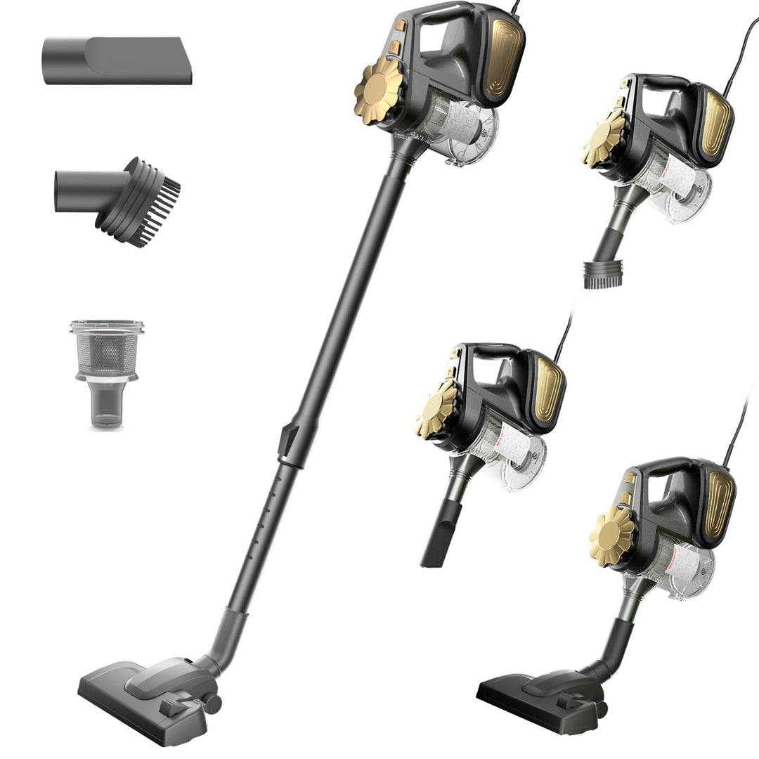 Staubsauger Mit Kabel Beutellos Stielstaubsauger 16KPA Starke Saugleistung 600W Staubsauger Mit HEPA