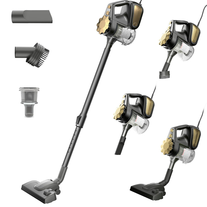 Staubsauger Mit Kabel Beutellos Stielstaubsauger 16KPA Starke Saugleistung 600W Staubsauger Mit HEPA