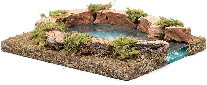 Holyart Brücken, Bachläufe und Wasserfälle für Krippen: Teich mit Flüsseinmündung, 15x15 cm