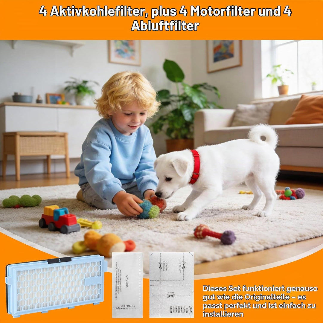 4 Sets für Miele Staubsauger Filter Compact C1, C2, für Miele Complete C3, Miele S8340, S8360. 4 HEP