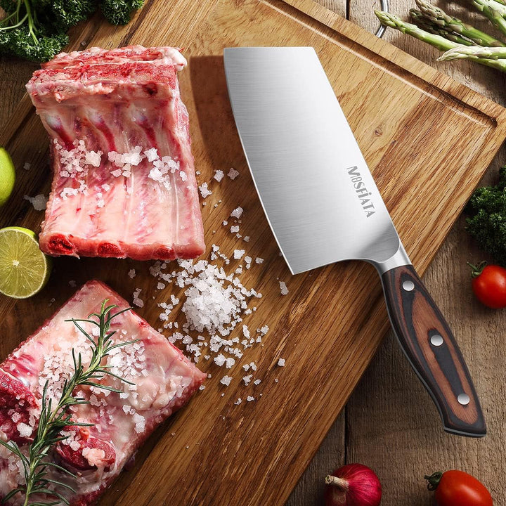 MOSFiATA Hackmesser Kochmesser Klassik Chinesches Küchenmesser 20cm Hackbeil Messer Kochmesser aus D