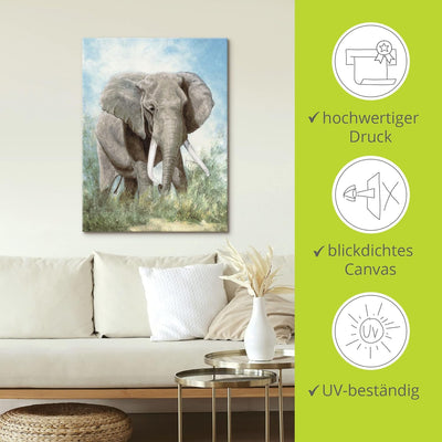 ARTland Leinwandbilder Wandbild Bild auf Leinwand 45x60 cm Tiere Elefant T4EI Elefant 45 x 60 cm, El