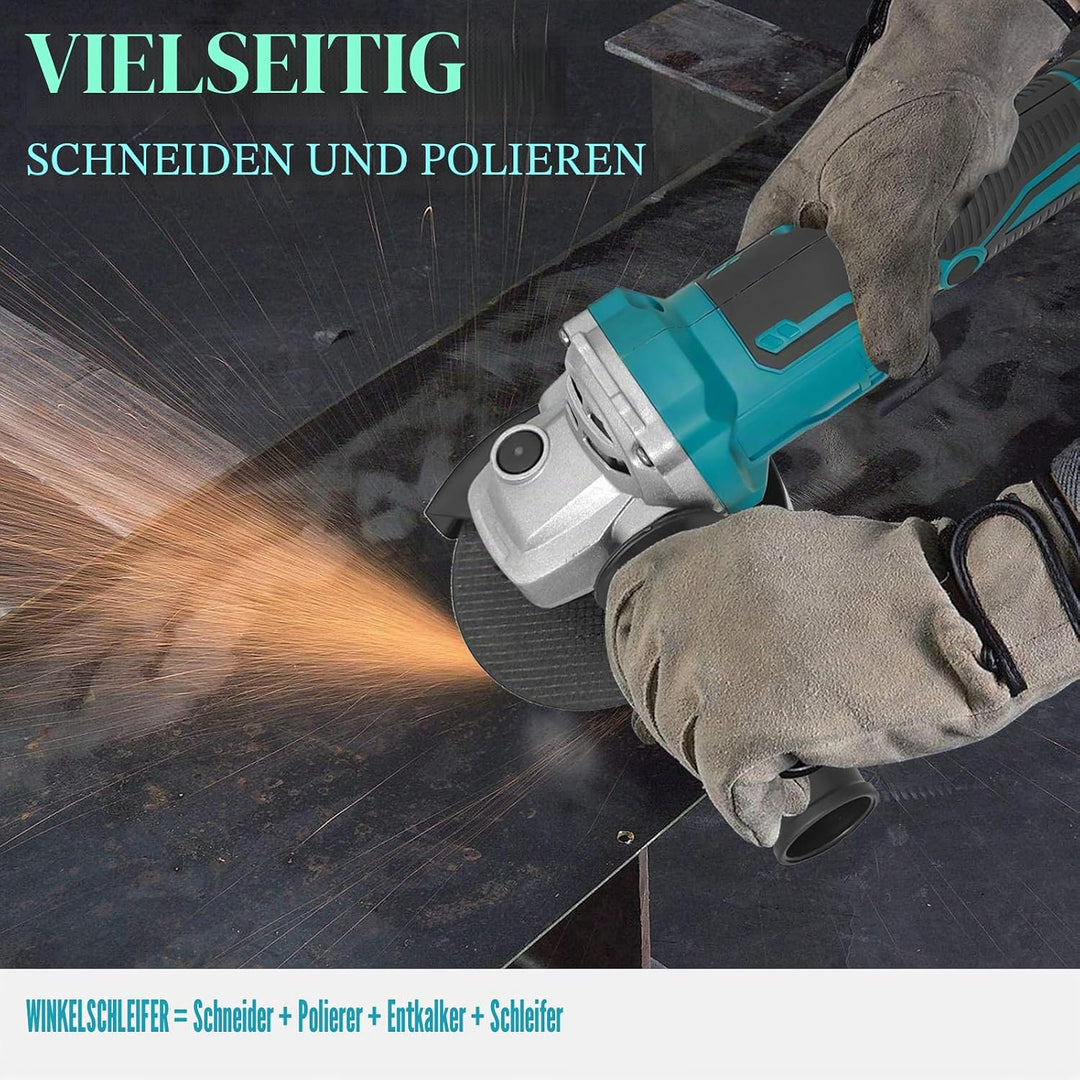 Akku Winkelschleifer Set mit 2x 18V 5000mAh Akkus &amp; Ladegerät – Multischleifer mit 5-in-1 Funktion |