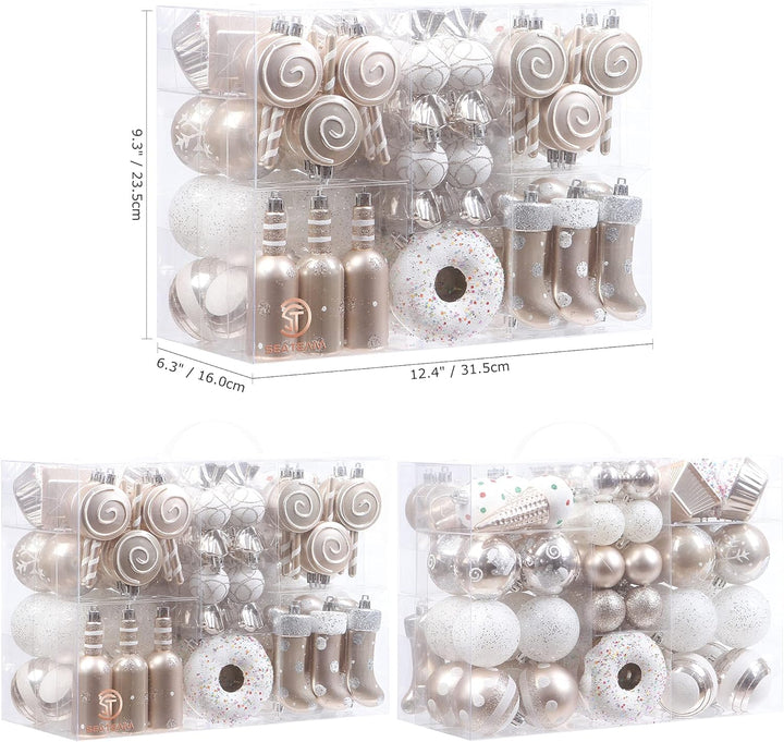 Sea Team 80er-Pack Verschiedene bruchsichere Weihnachtskugel Ornamente Set dekorative Kugeln Anhänge