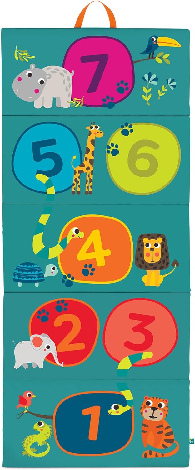 B. toys - Hop-n-Count-Matte - Tumbling Mat - Gymnastikmatte für Kinder - Zahlen, Tiere, Himmel-und-H