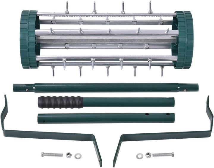 COSTWAY Rasenlüfter Walze, Rasenrolle mit Stiel & Nägeln, Handvertikutierer rollend, Rasenbelüfter m