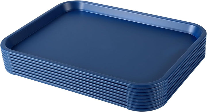 FUNSUEI 8 Stück Fast Food Tablett, 35 x 27 x 2,3cm Kunststoff Rechteckig Serviertablett, Blau Kunsts