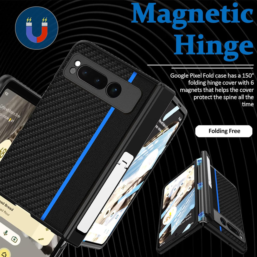 Miimall Kompatibel mit Google Pixel Fold Hülle mit Displayschutz+Scharnierschutz [Farbiger Streifen]