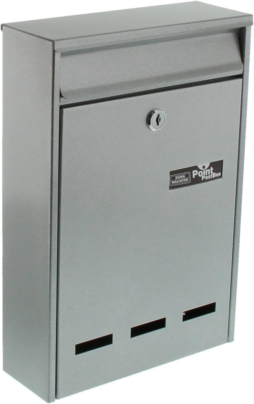 Burg-Wächter Anlagenbriefkasten, A5 Einwurf-Format, Verzinkter Stahl, Pocket 5871 Si, Silber, Silber
