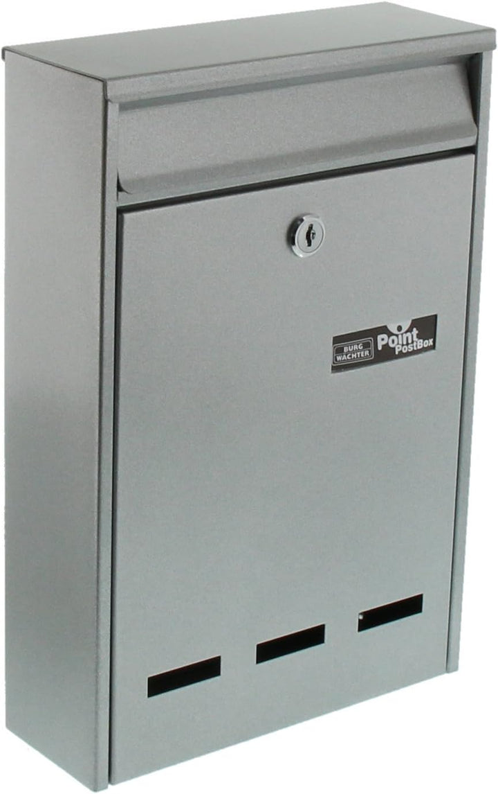 Burg-Wächter Anlagenbriefkasten, A5 Einwurf-Format, Verzinkter Stahl, Pocket 5871 Si, Silber, Silber