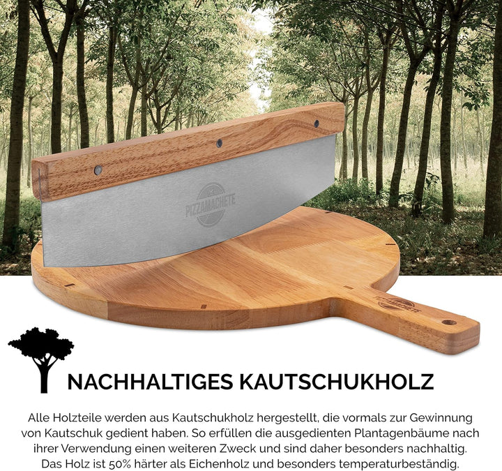 Pizzaschneider + Pizzabrett , Pizza Set bestehend aus Wiegemesser und Pizzaschneidebrett, -Zubehör m