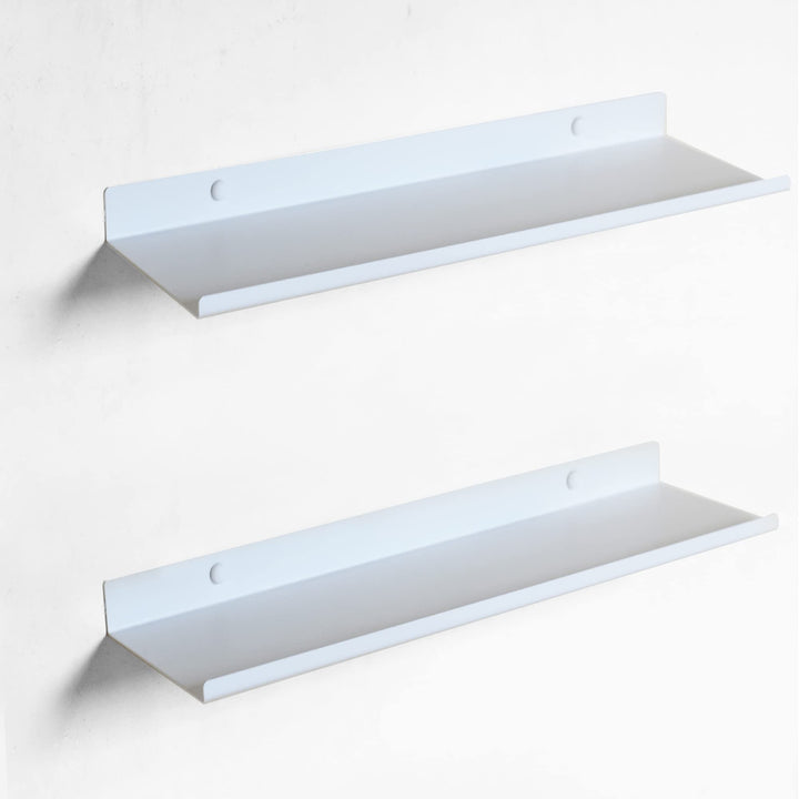 Wandregal Weiss Aus Metall | 2er Set Schweberegale Weiss 35x10 cm | Kleines Wandregal Küche | Badezi