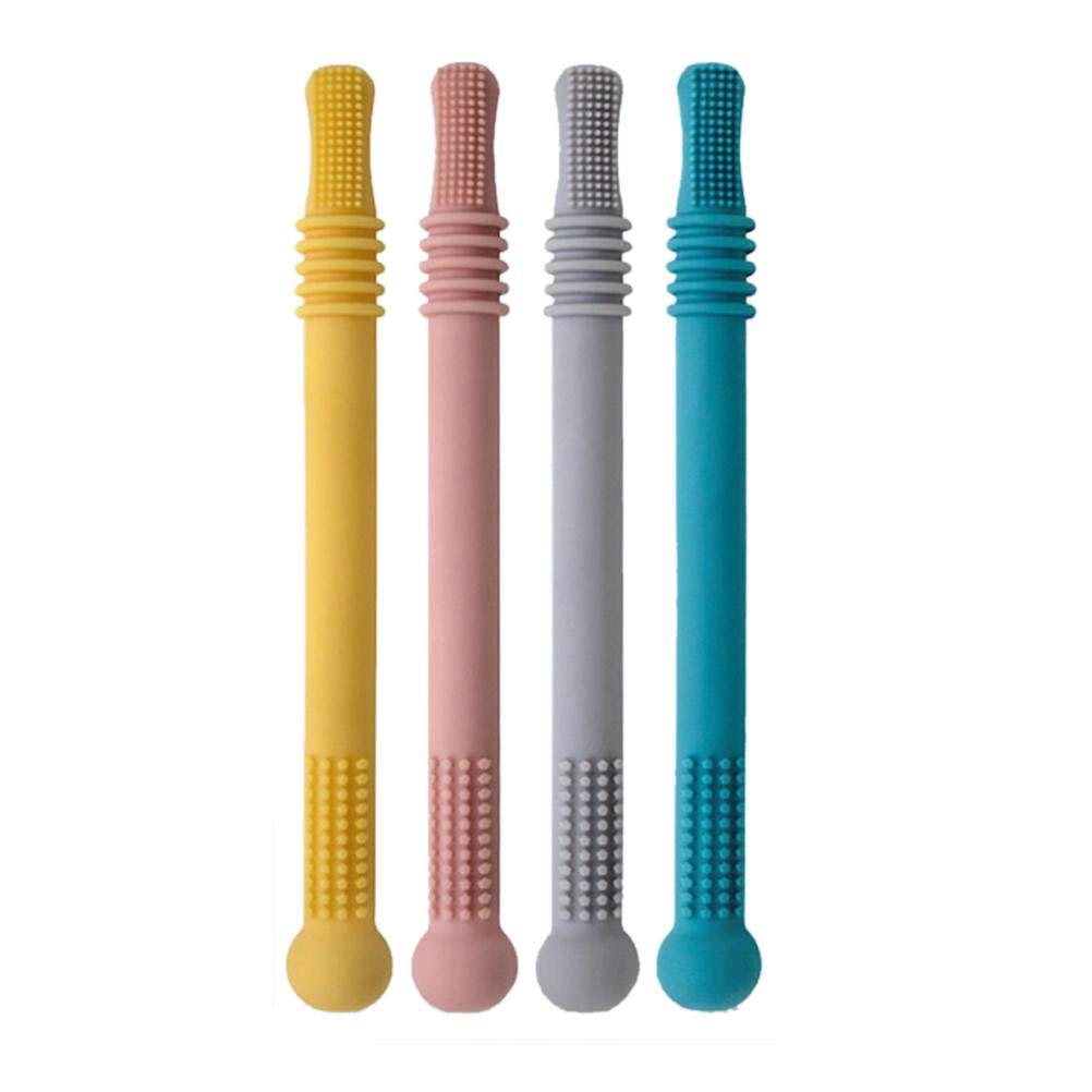 4 Stück hohle Beissringröhren, baby zahnen,beissröhrchen,kaukette kinder,weiche Texturen, Molarstab