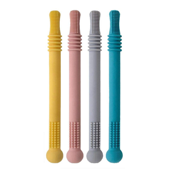 4 Stück hohle Beissringröhren, baby zahnen,beissröhrchen,kaukette kinder,weiche Texturen, Molarstab
