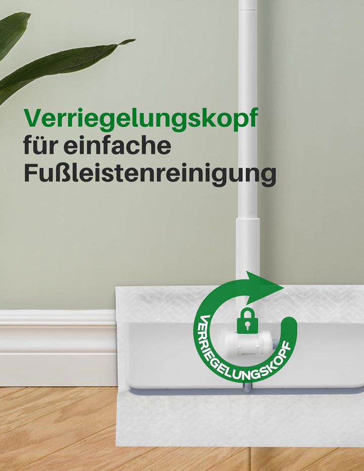LyriFine Bodenwischer Set 2-in-1, Trocken- und Nasswischmopp mit One-Touch Abwurf, 1s Pad-Befestigun