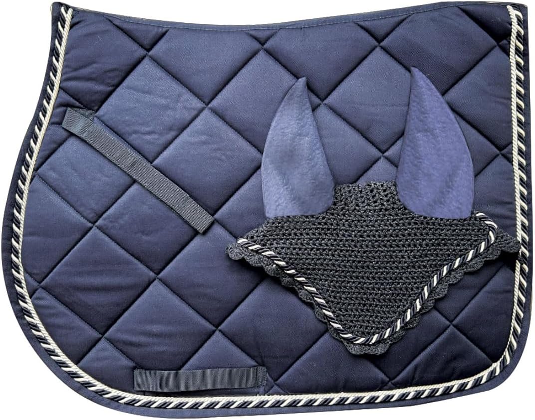 Satteldecke + Mütze Regent, Stil und Komfort für Ihr Pferd von Tosoni Selleria, blau Pony