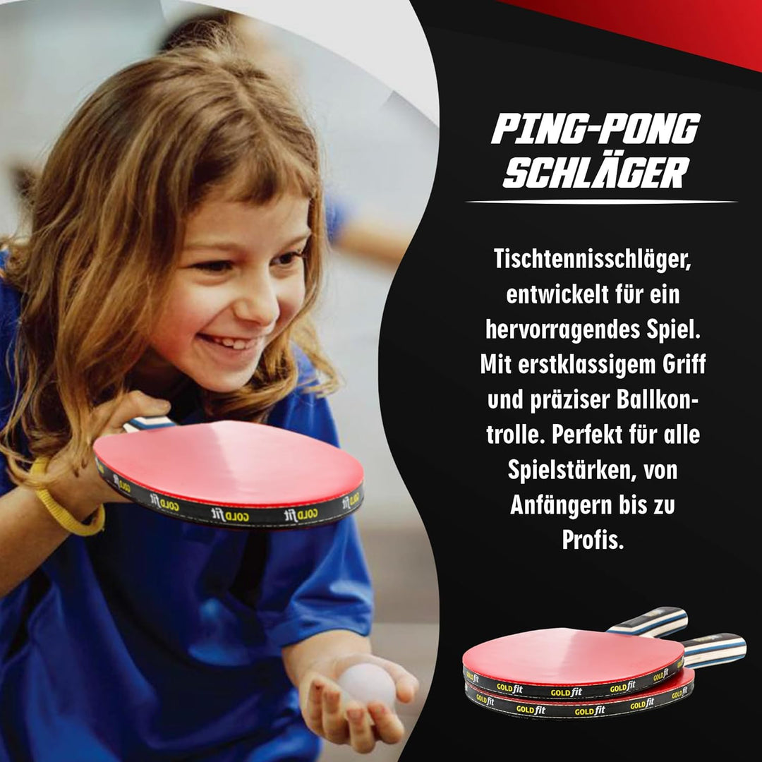 GOLDFIT | Set Tischtennisschläger Profi Tischtennis Set mit Schutzhülle und 3 Bällen | Professionell