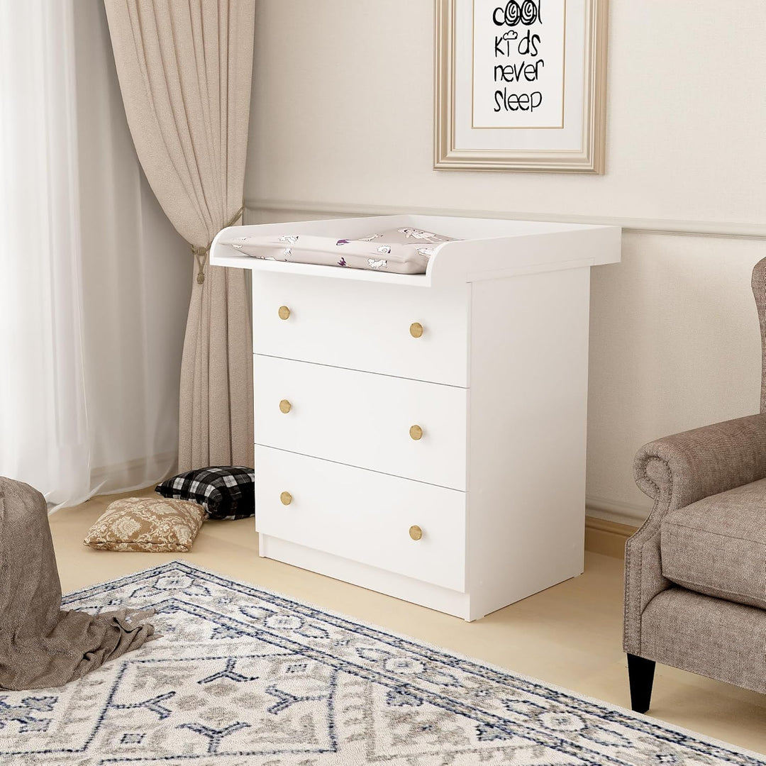 Shefa Kids Wickelkommode 830 Weiss, Wickeltisch mit Stauraum für Babyzimmer, Baby Kommode Basic Line