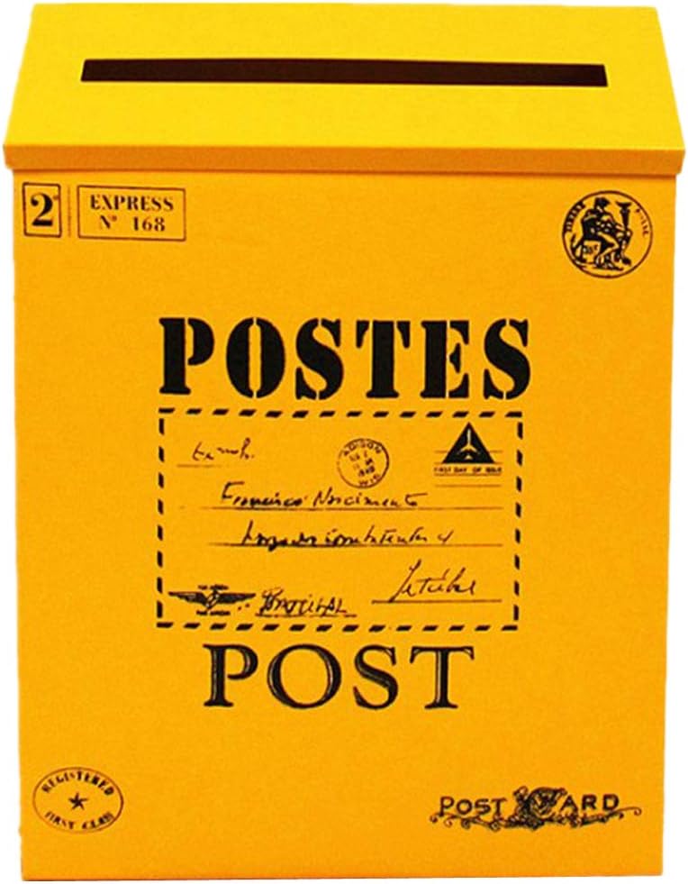 LOVIVER Stil Briefkasten Postkasten Mailbox Zeitungsbox, Gelb Gelb Gemustert, Gelb Gemustert