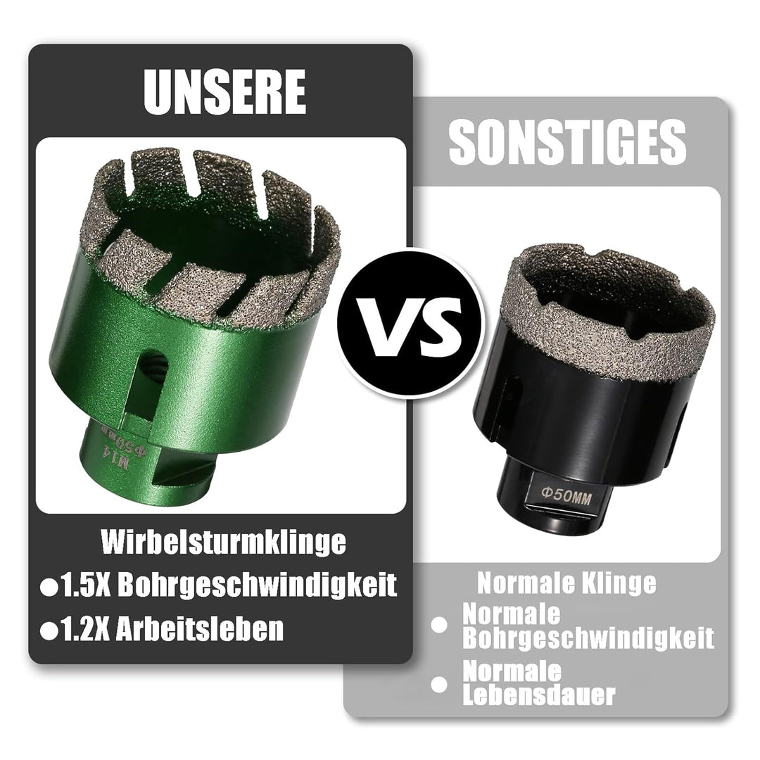 12 Stück 6-68mm Trocken Fliesenbohrer Set, M14 Gewindeanschluss Vakuumgelötete Lochsäge Diamantbohre