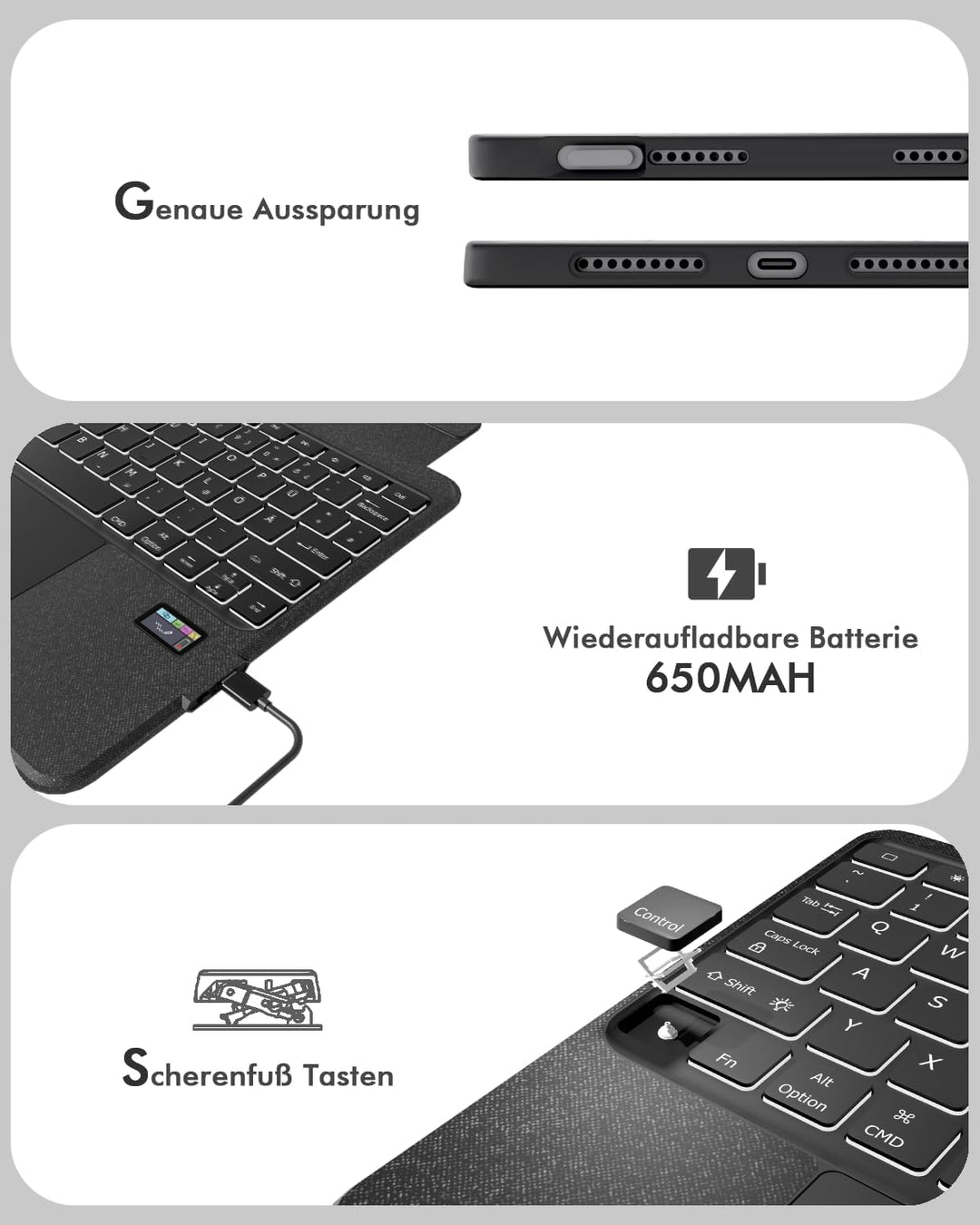 Doohoeek Tastatur Hülle mit LCD-Display für iPad Pro 13 Zoll 2025(M5)/2024(M4), Abnehmbare Bluetooth