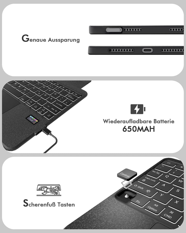 Doohoeek Tastatur Hülle mit LCD-Display für iPad Pro 13 Zoll 2025(M5)/2024(M4), Abnehmbare Bluetooth