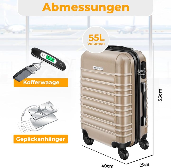 KESSER® Handgepäck Reisekoffer Hartschalen-Koffer Inkl. Kofferwaage + Gepäckanhänger Trolley Gepäck