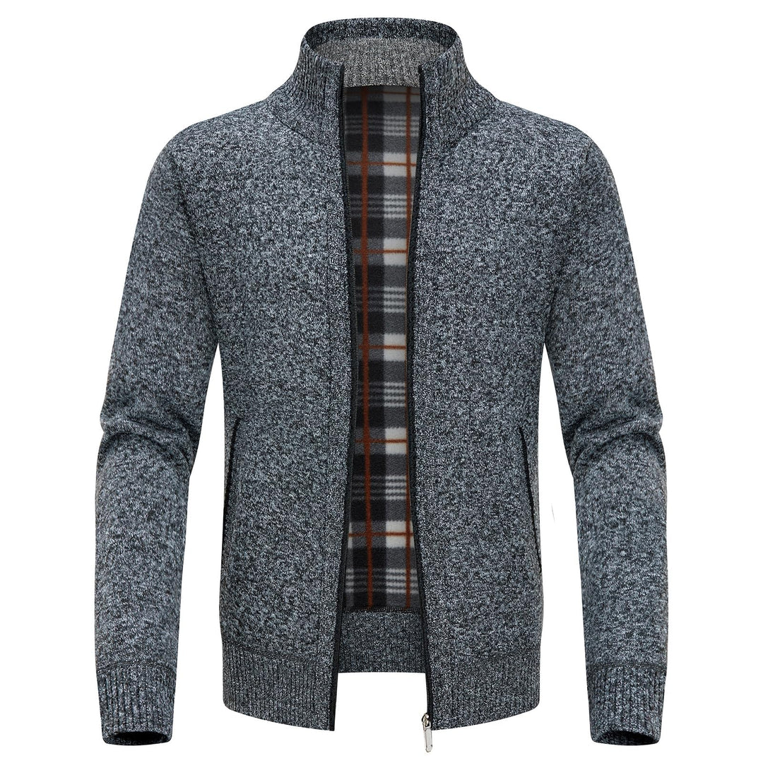 KUDORO Strickjacke Herren Cardigan Trachtenjacke mit Reissverschluss Gestrickt Wintermantel Strickja