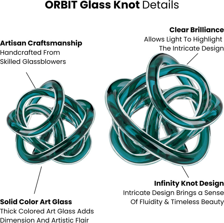 Torre & Tagus Orbit mundgeblasene Glas-Skulptur mit Unendlichkeitsknoten, 7,6 cm, Glaskunst, Deko-Ku