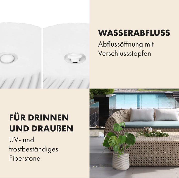 Fox&Fern Übertopf M mit 3D Riffelung - Blumentopf Gross inkl. Wasserabfluss - Blumentopf hoch 24cm -