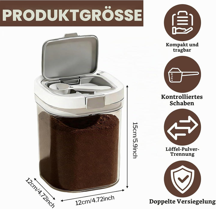 1300ML Kaffeedose Luftdicht, Kaffeebohnen Behälter Pulver Behälter mit Deckel und Löffel Kunststoff