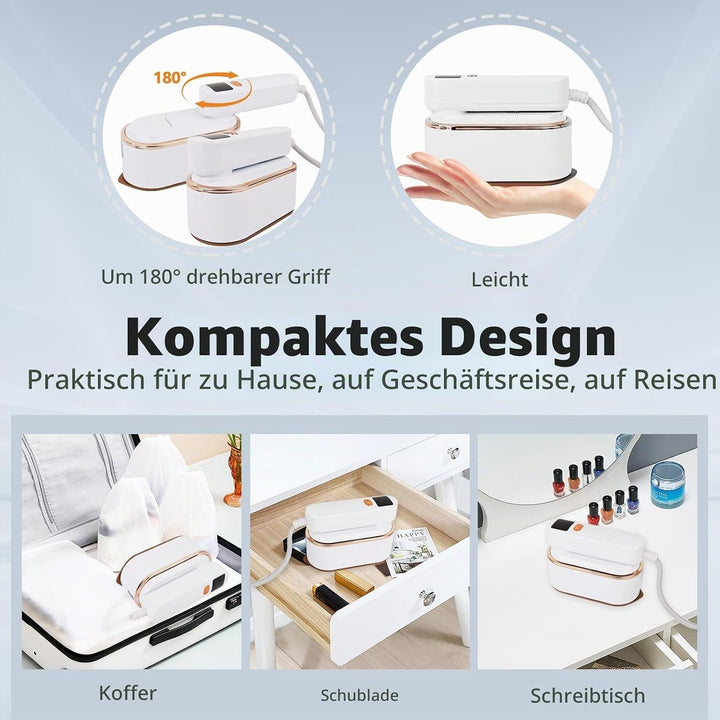 ZStarlite Dampfbügeleisen Mini mit LED-Anzeige,180°Faltbares tragbares Reisebügeleisen, Handgerät Bü