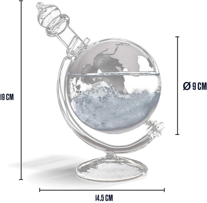 MikaMax - Storm Glass Globe - Wettervorhersage Globus - Wetterglas - Barometer - 19 x 15 x 10 cm - O