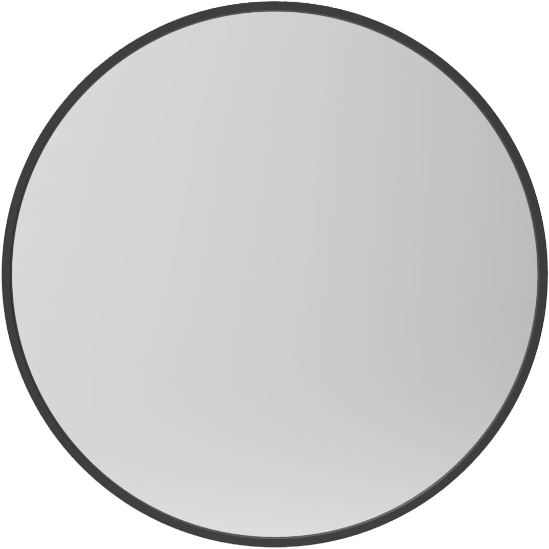 Rund Spiegel Schwarz Aluminiumrahmen Industrial Style ohne Beleuchtung 60 cm Wandspiegel Badezimmers