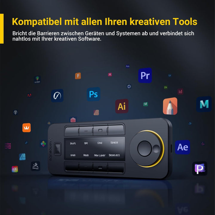 Xencelabs Quick Keys Fernbedienung mit Display für Grafiktablett, Zeichentablett, Wireless Hotkeys S