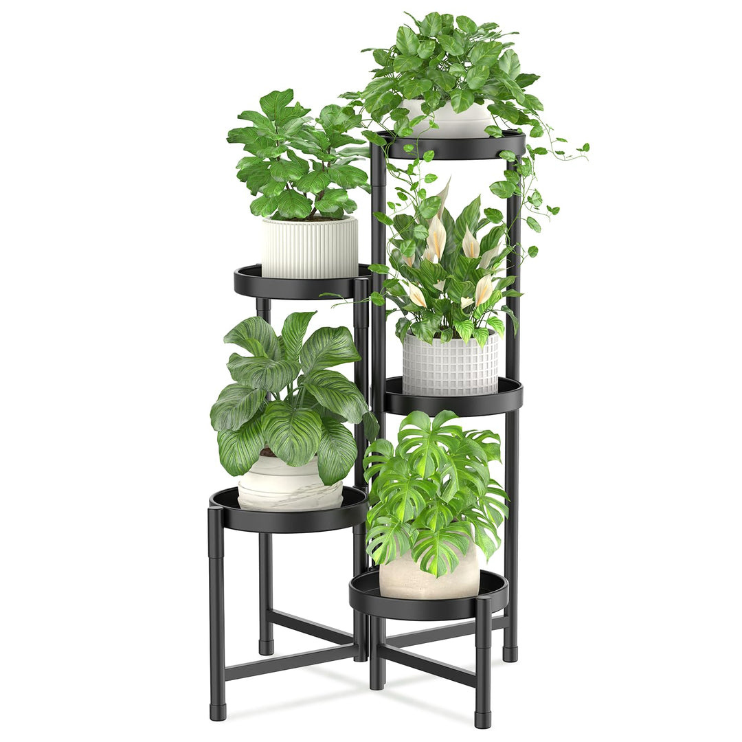 iDavosic.ly 5 Etagen Metall Pflanzenständer Blumentopfständer, Mehrstöckig Pflanzenregal Blumenregal