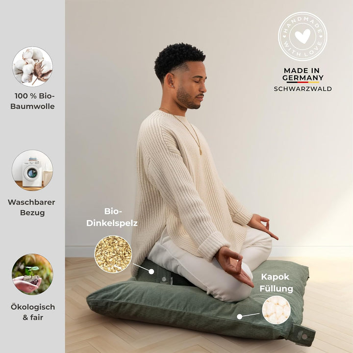 INNER PEACE Meditationskissen Set Cord XL Premium | Rundes Meditationskissen & Zabuton Meditationsma