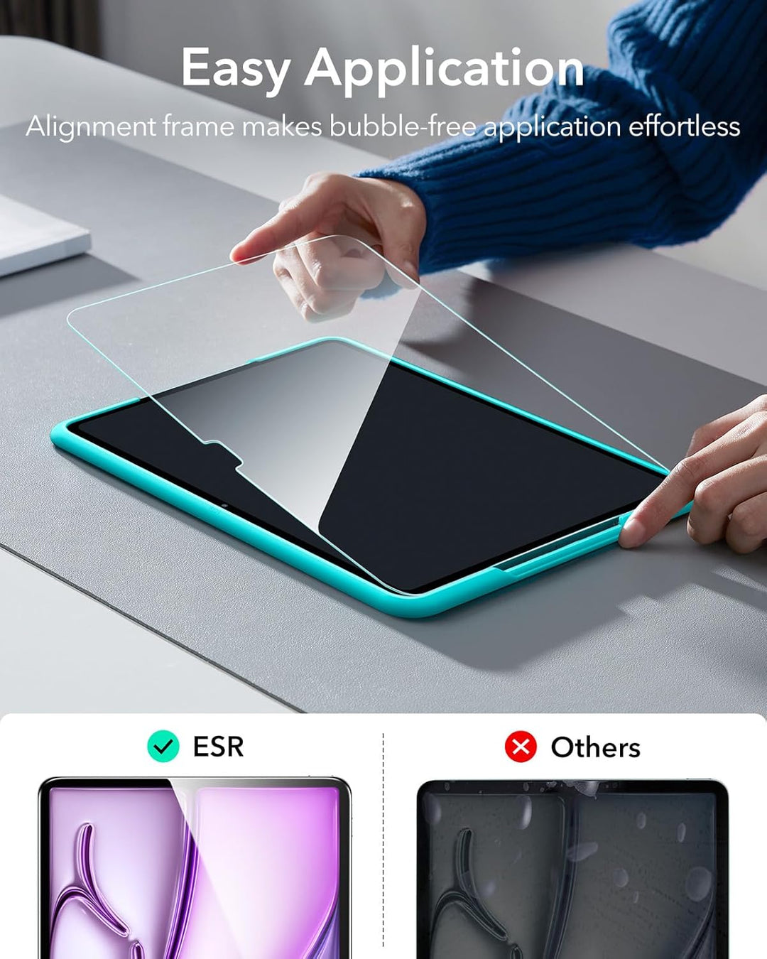ESR 2 Stück, für iPad Air 13 Zoll M4/M3/M2 (8./7./6. Generation, 2026/2025/2024) für Panzerglas, Sch