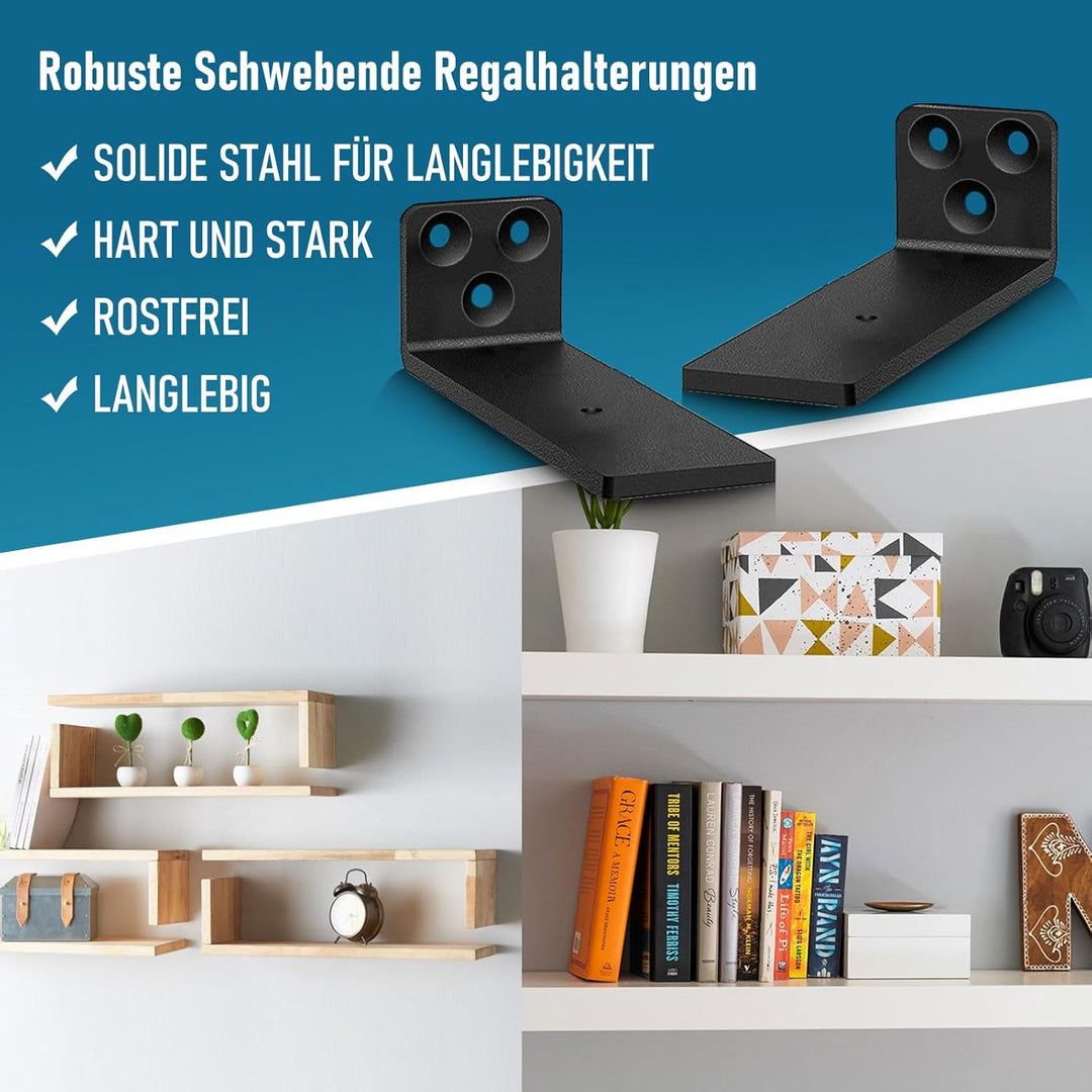6 Stück Regalträger, Schwerlastträger Schwarz Regalhalterung Wandträger Unterstützung Schwarz Metall
