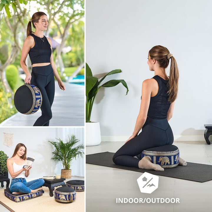 Livasia Meditationskissen Thaiseide, Yogakissen klein mit Kapok, Pouf, Bodenkissen Yoga Zen Meditati