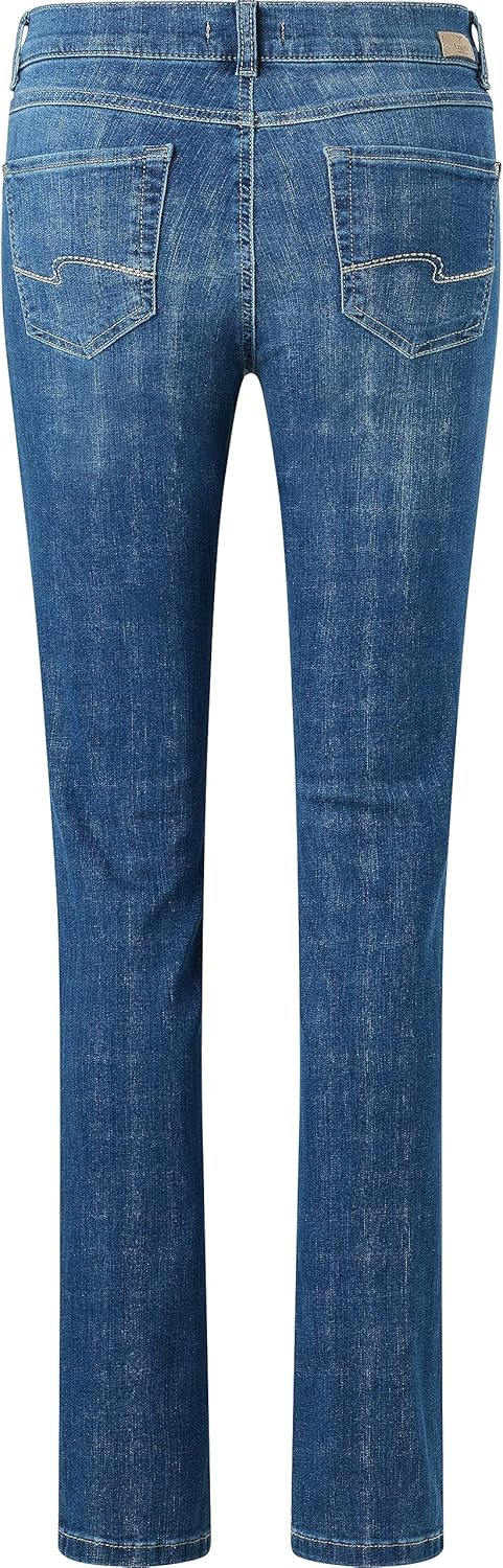 Angels 346 3400 3358 Cici Damen Jeans Baumwolle Polyester Elasthan Uni Knöpfe, Mittelblau.