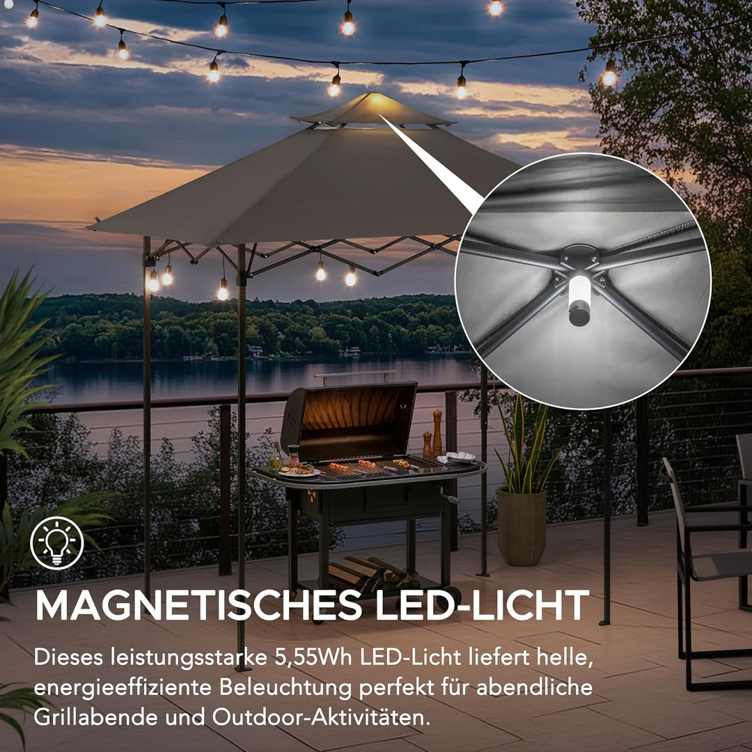 SUNJOY 2,4 x 1,5 m, Grill-Pavillon, Pop-Up-Pavillon, doppelstöckig, Outdoor-Pavillon, Stehhöhe, Bald
