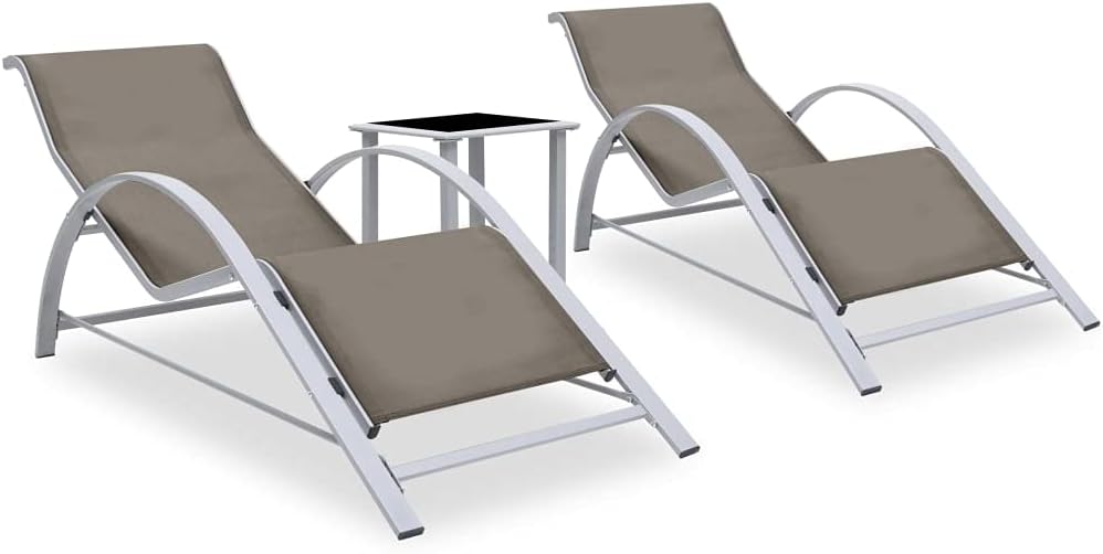vidaXL 2X Sonnenliege mit Tisch Gartenliege Relaxliege Liege Gartenmöbel Liegestuhl Strandliege Frei
