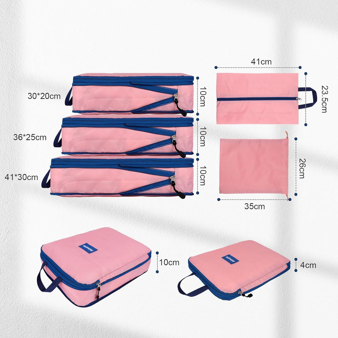 Romon Koffer Organizer Kompression, 5-Teilig Compression Packing Cubes Set, Reise Packwürfel Kompres
