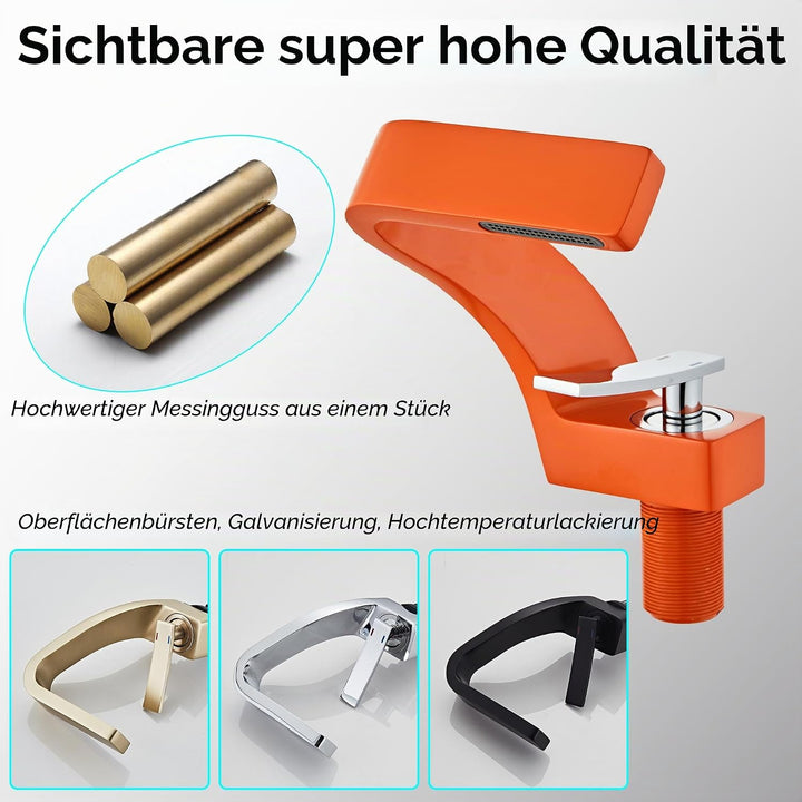 MocArt 2239 Wasserfall Wasserhahn, Badezimmer-Mischhähne, Hotelbecken-Kupferhahn, Keramikventilkern,