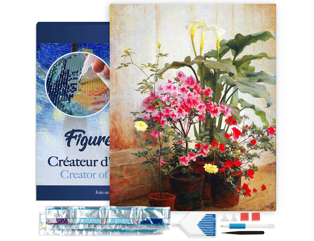 Figured'Art Diamond Painting Erwachsene 40x50cm Mit Rahmen Ganze Leinwand gespannt Seite eines Gewäc