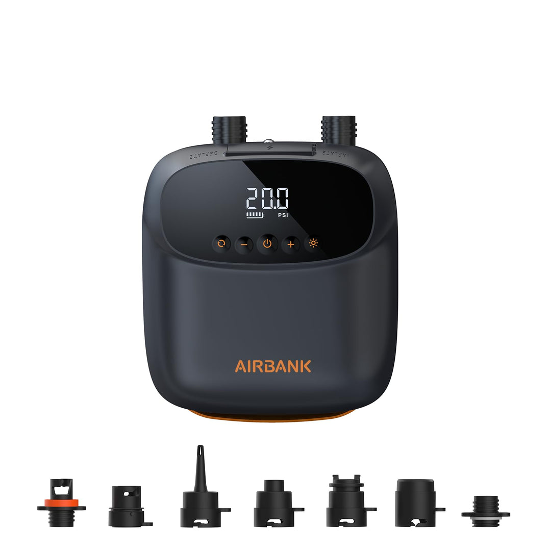 AIRBANK Elektrische Luftpumpe SUP Pumpe mit Akku Der Puffer Pro, Wiederaufladbare Dual Stage Auto Of